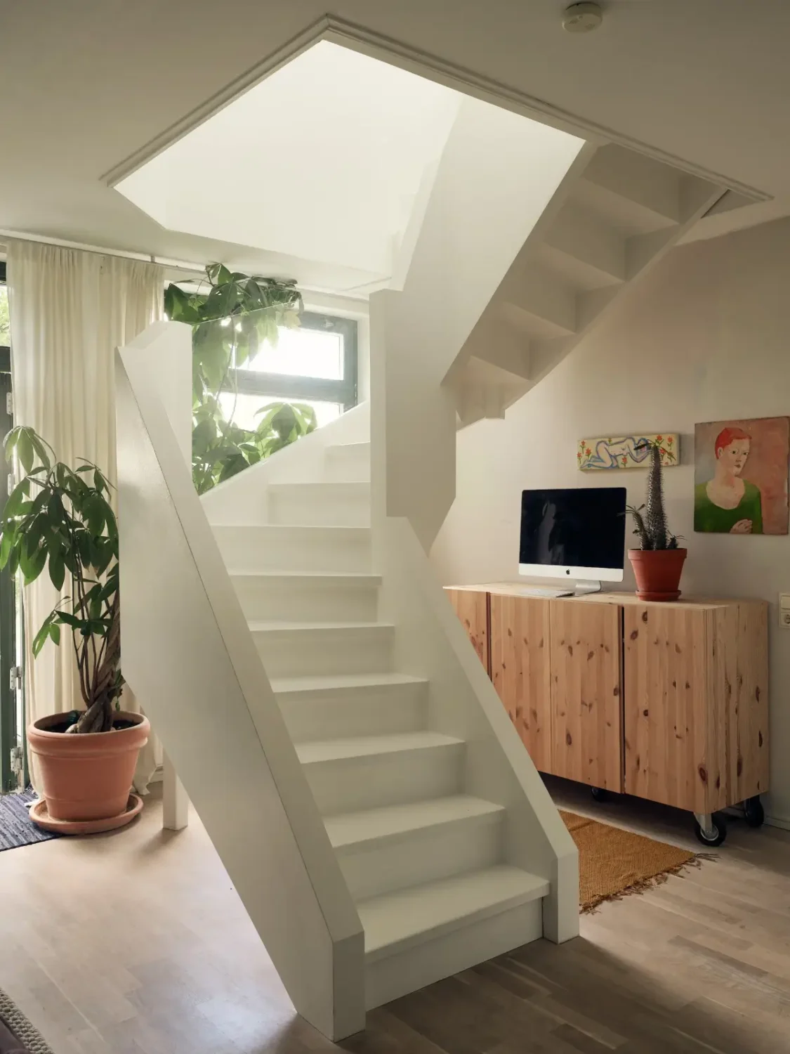 Industrial Elements in a 1960s Duplex Apartment in Stockholm 19 white stairs