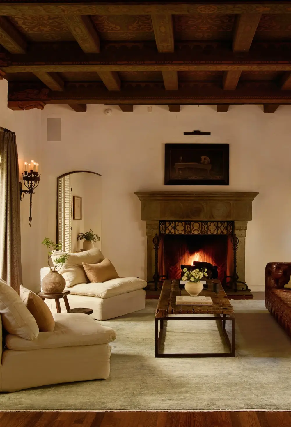 Aaron Paul Lists Spanish-Style Los Feliz Home with a Celebrity History 2 aaron paul los feliz home living room Aaron Paul Lists Spanish-Style Los Feliz Home with a Celebrity History