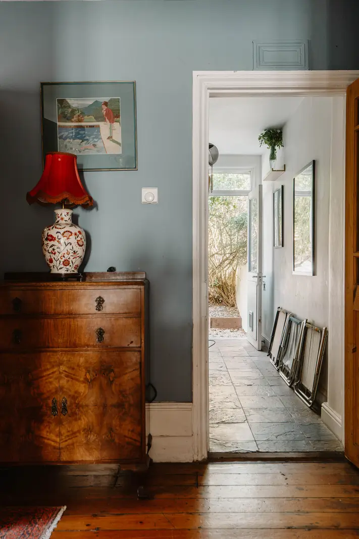 Shades of Blue and Original Details in a Victorian Garden Apartment 9 antique cabinet