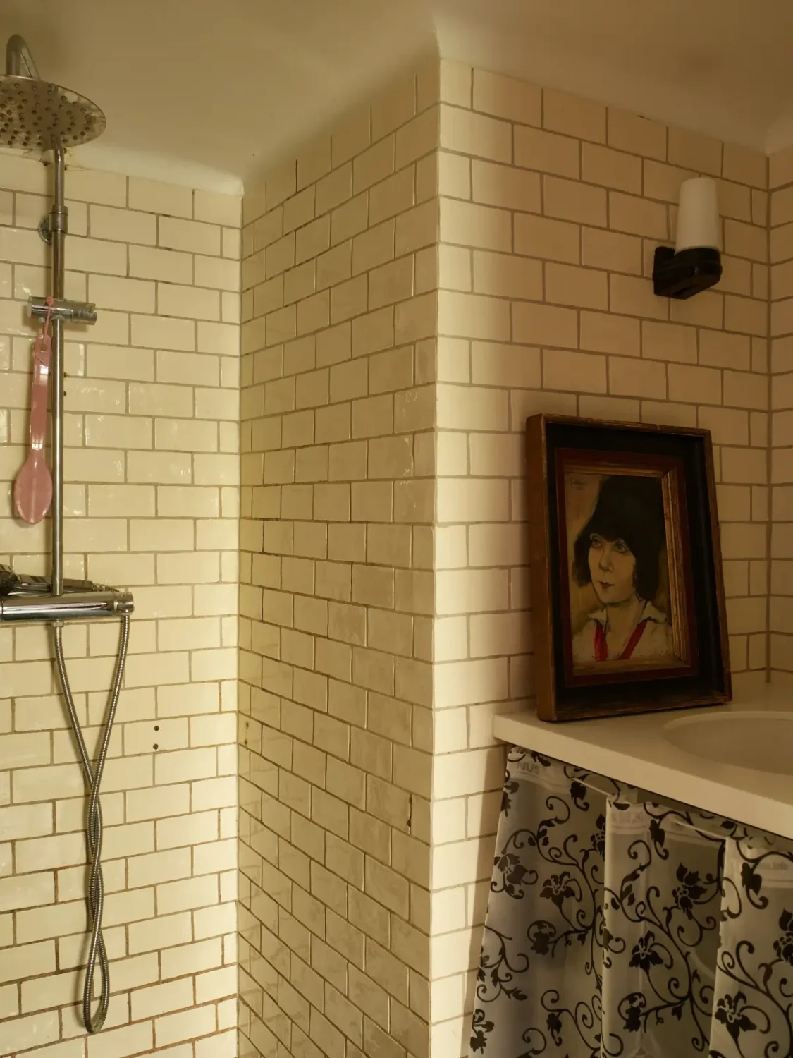 A Well-Preserved 1920s House with a Green Kitchen in Stockholm 29 basement bathroom shower sink
