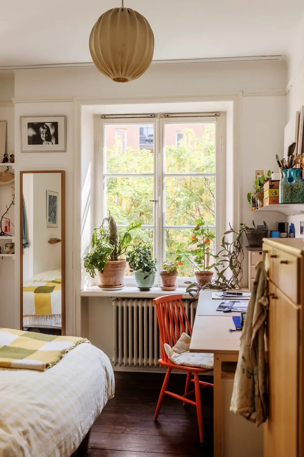 bedroom large window desk