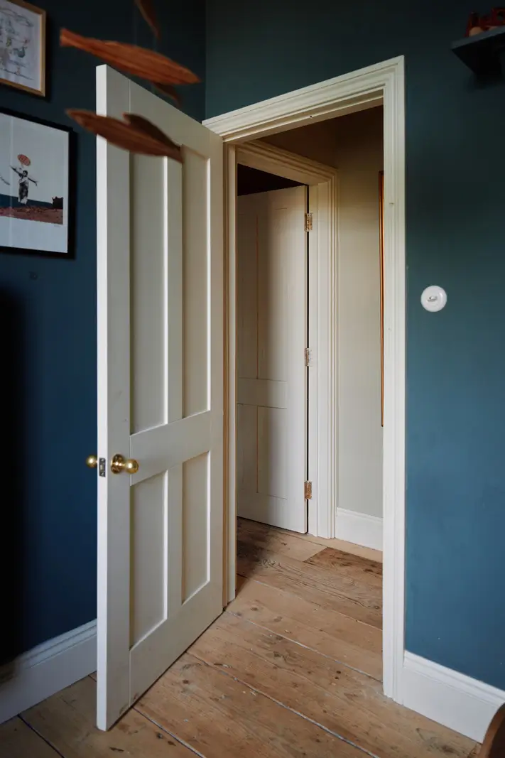Restored Features in a Charming Georgian Apartment in London 19 blue kids bedroom