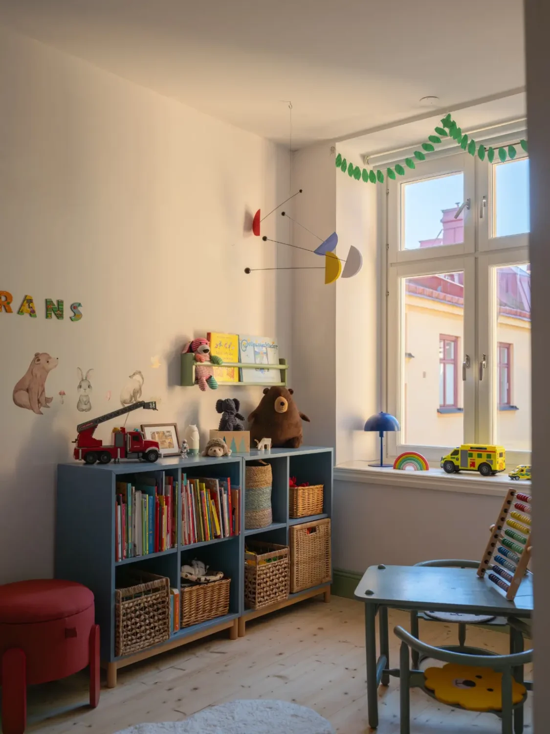 A Bright Apartment Where Historic Character Meets Contemporary Design 28 blue open ikea cabinets