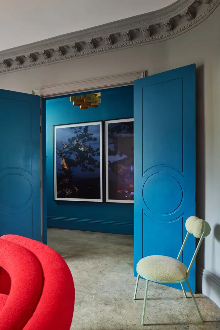 Victorian Grandeur Meets Modern Design in a Camden Square Townhouse 4 blue wedding doors