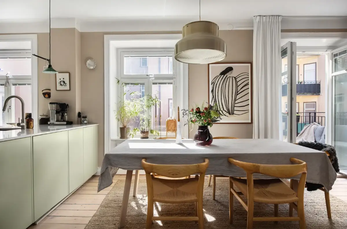 Warm Colors and an Open-Plan Living Space in a Stockholm Apartment 6 dining table