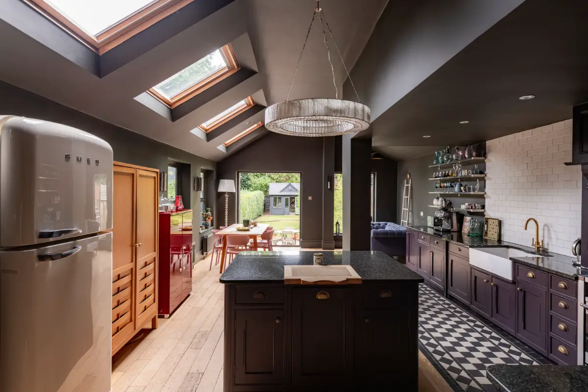 A Dramatic Color Palette in a Large Victorian Family Townhouse 6 extended kitchen living space