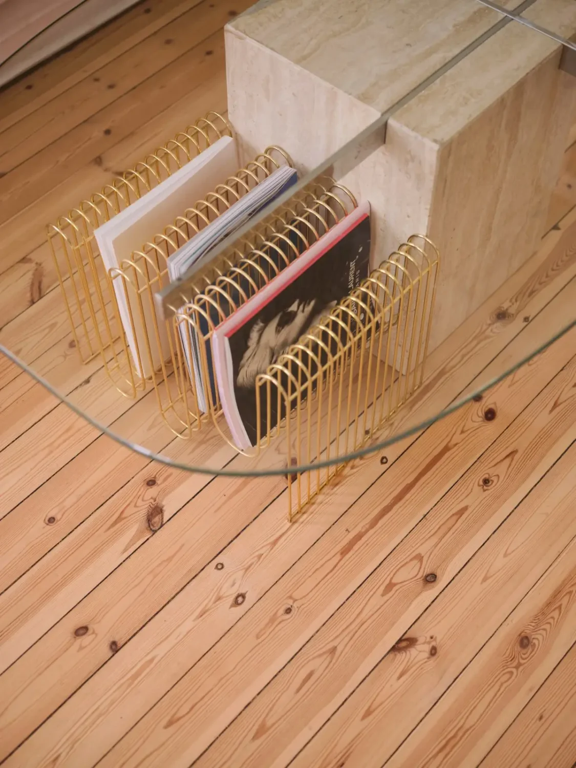 Soft Beige Interiors with the Occasional Bright Color Pop in Stockholm 9 glass coffee table