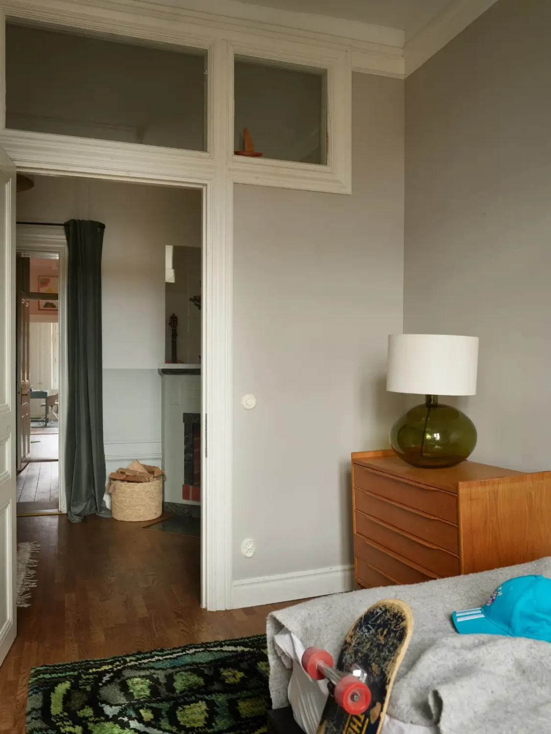 A Spacious Family Apartment with Original Details in Stockholm 26 gray bedroom