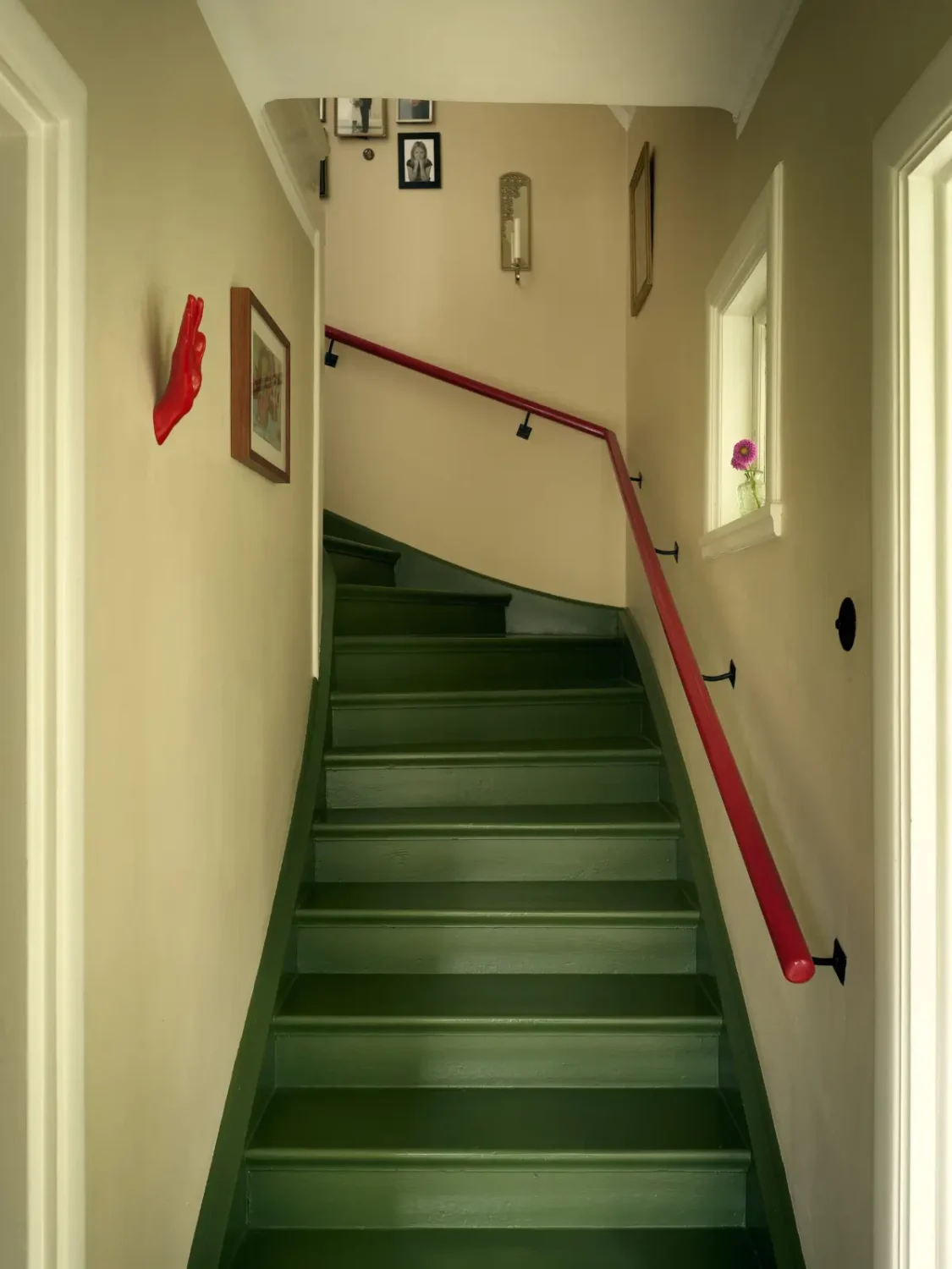 A Cheerful Color Palette in an Early 20th Century Villa in Stockholm 20 green staircase