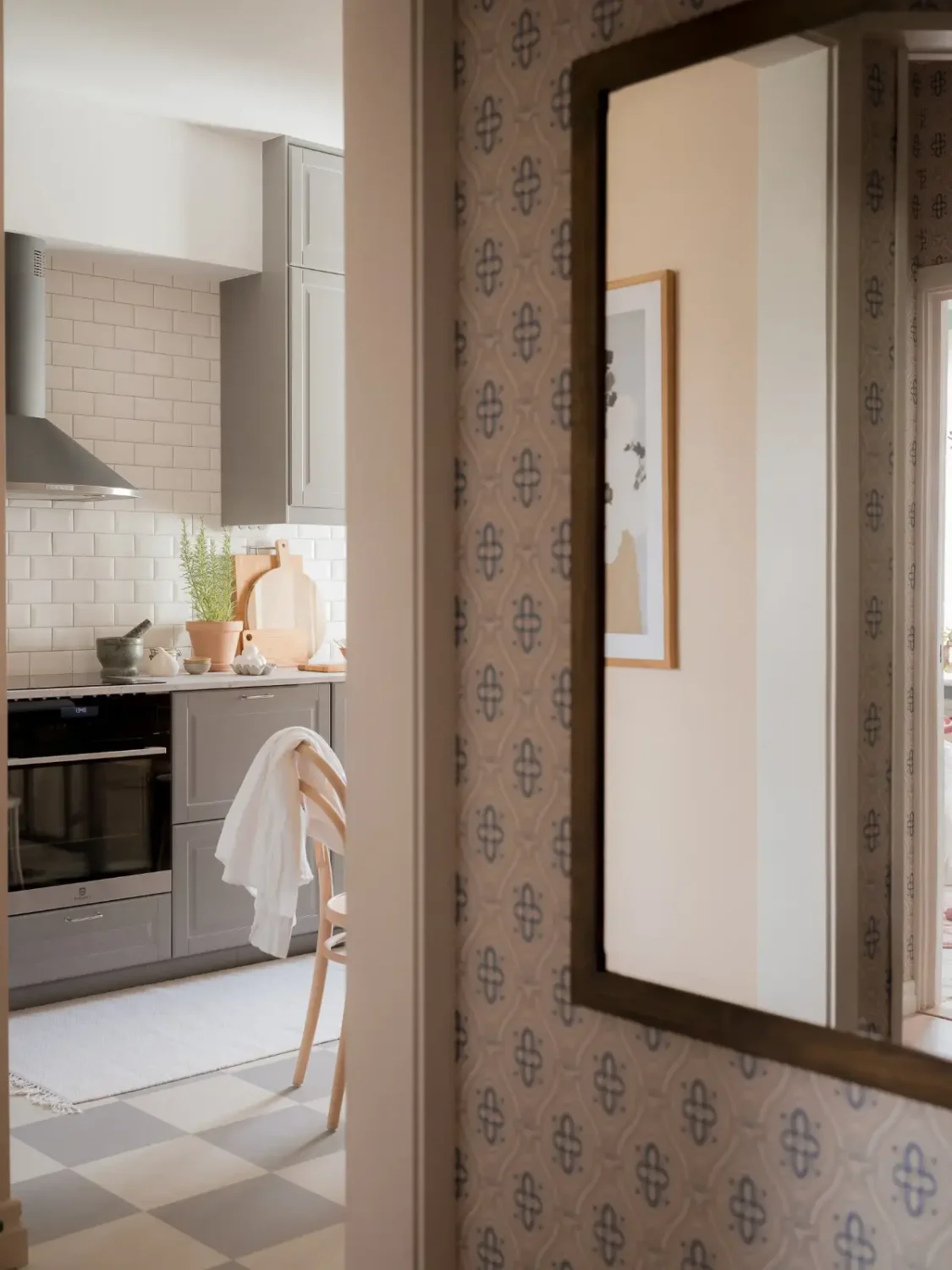A Cozy Apartment with Exposed Brick and Period Details 17 hall detail kitchen