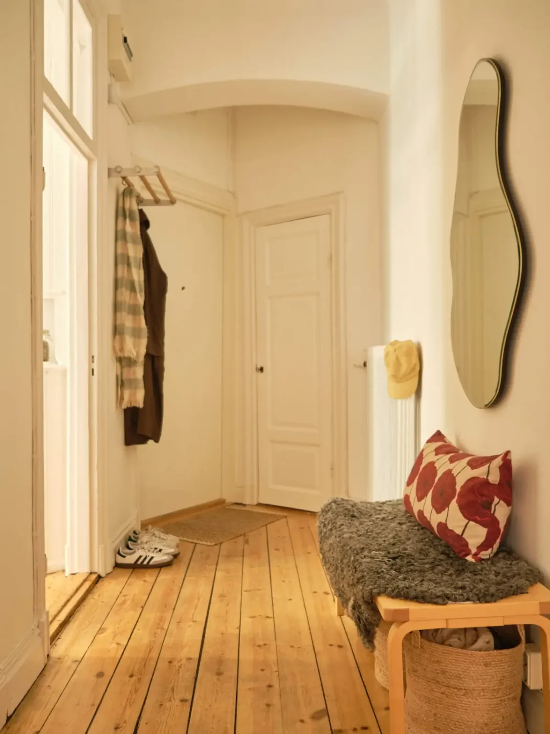 A Lush Balcony and Charming Rooms in a Late 19th Century Apartment 27 hall wooden floor 1 A Lush Balcony and Charming Rooms in a Late 19th Century Apartment