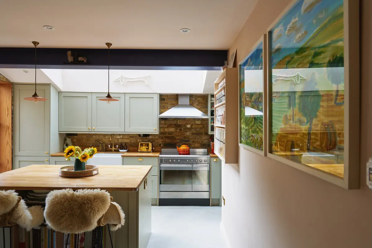 An Extended Victorian Apartment with Exposed Brick Walls 9 kitchen exposed brick backsplash wall