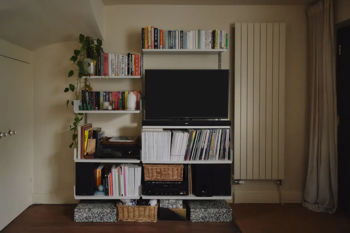 Modern Craftsmanship and Historic Charm in a London Home 2 living room shelf system