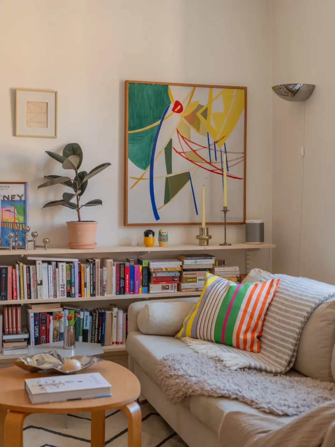 A Bright Apartment Where Historic Character Meets Contemporary Design 5 living room shelves