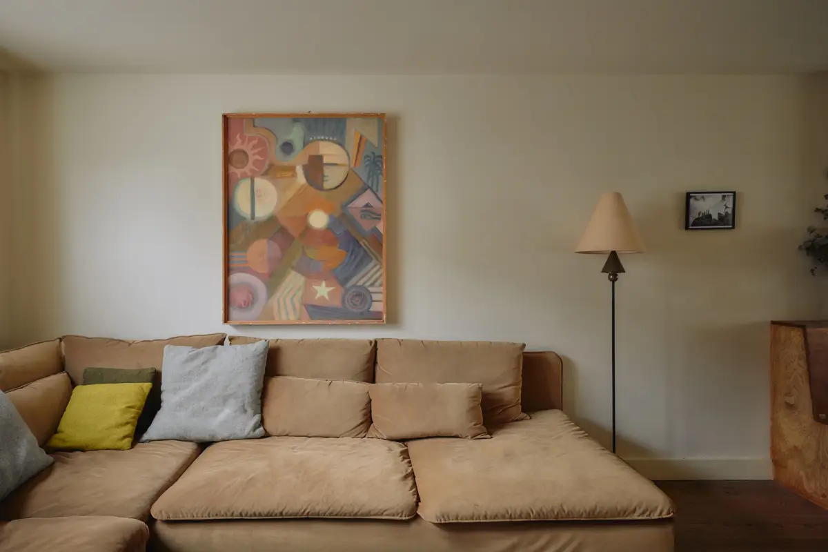 Modern Craftsmanship and Historic Charm in a London Home 1 living room sofa