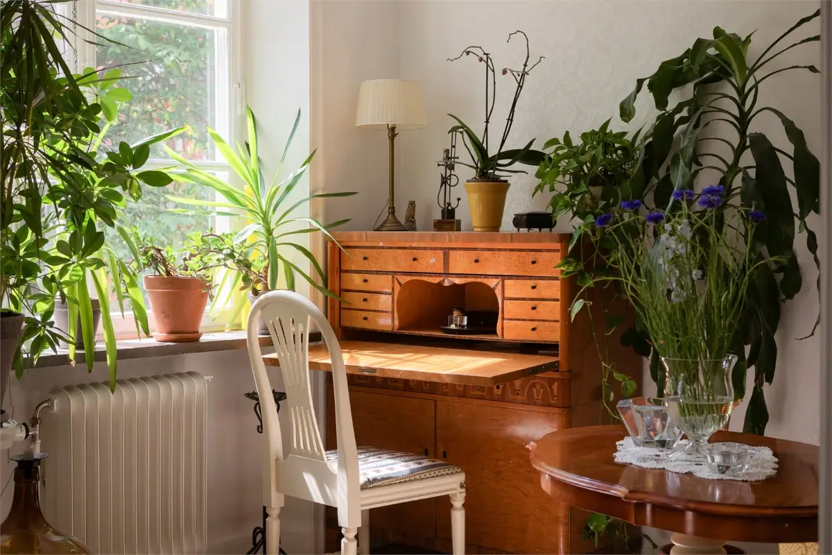 Plants and Antiques in a Spacious Stockholm Apartment 3 plant-filled swedish apartment16