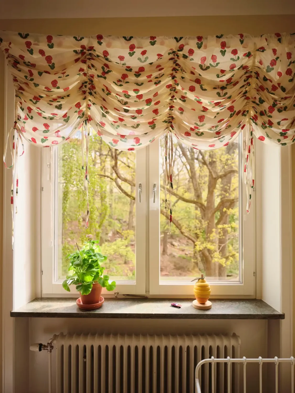 Soft Beige Interiors with the Occasional Bright Color Pop in Stockholm 25 poppy curtains kids bedroom