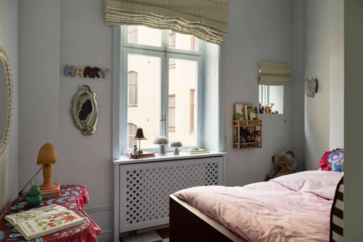 Luxurious Design and Period Features in a Stunning Stockholm Apartment 14 powder blue kids bedroom
