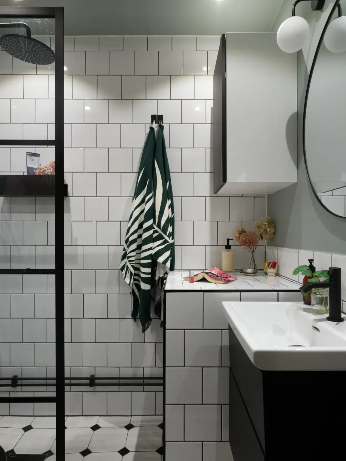 Midcentury Furniture & a Dark Blue Bedroom in a 1930s Apartment 15 small black and white bathroom