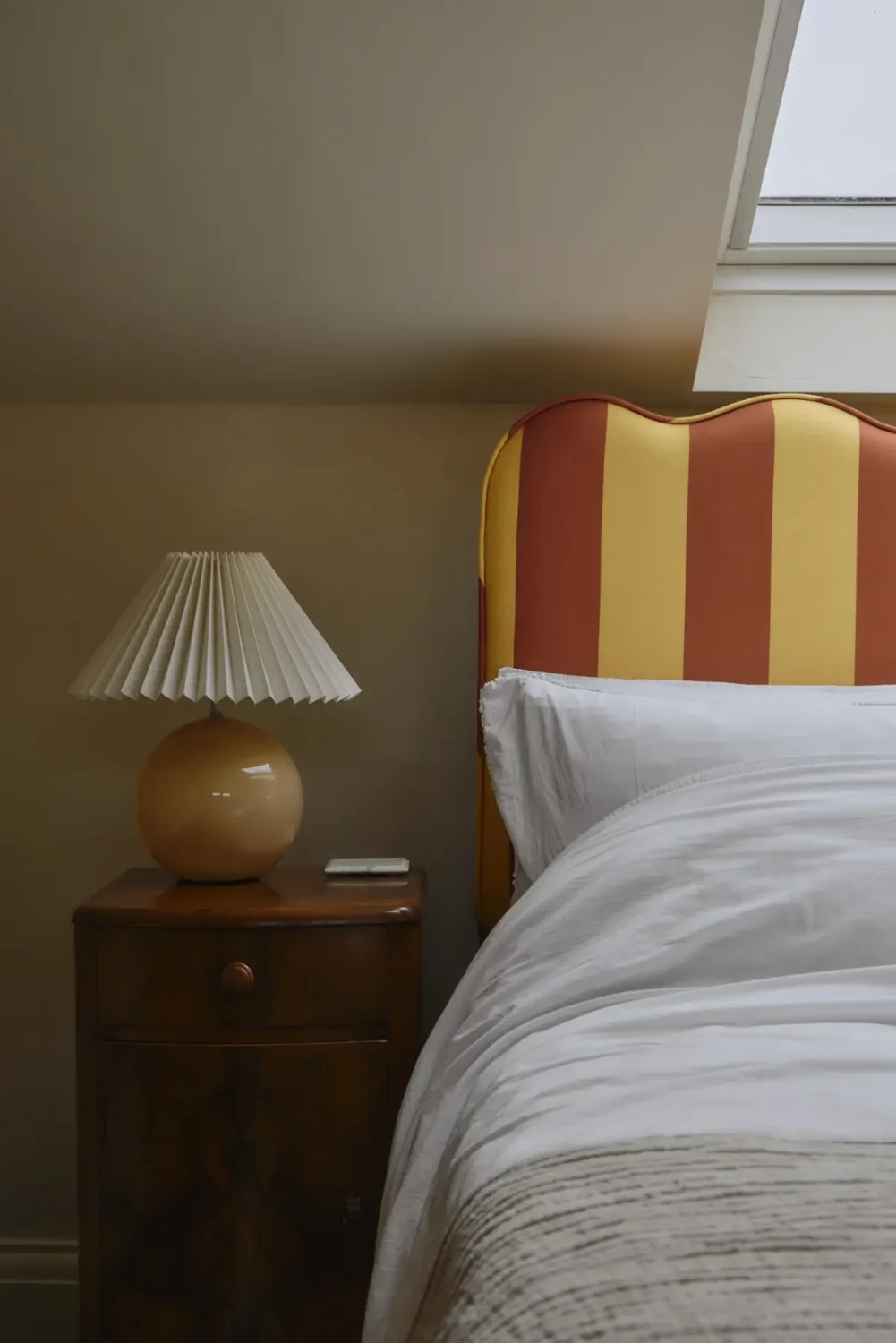 Modern Craftsmanship and Historic Charm in a London Home 28 striped headboard