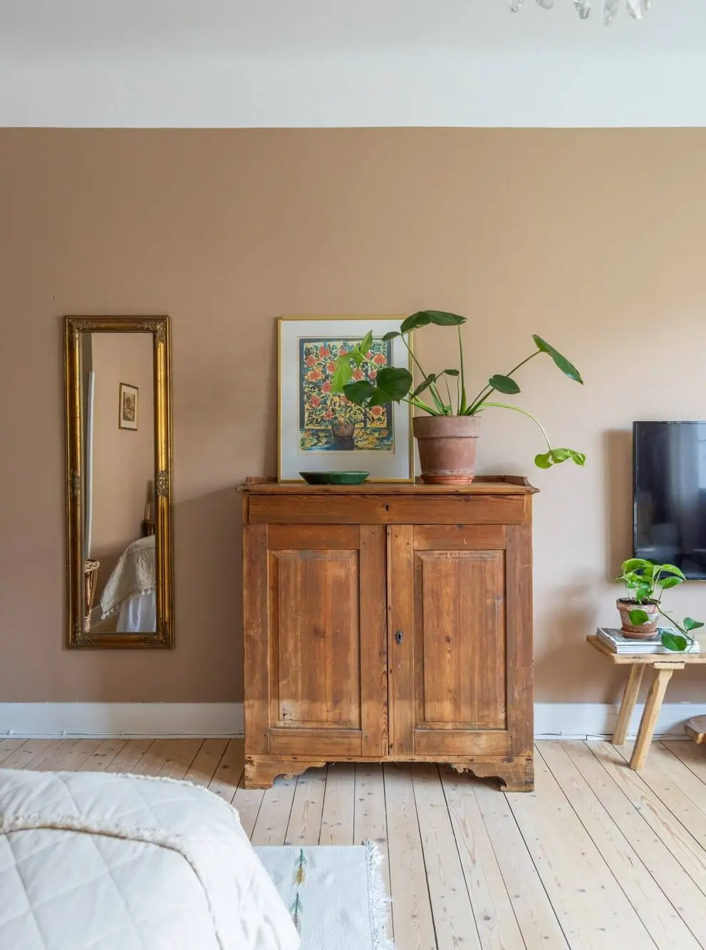 studio apartment wooden cabinet