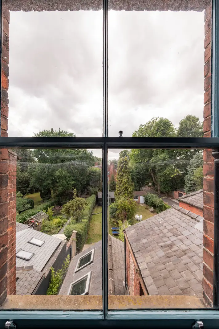 A Dramatic Color Palette in a Large Victorian Family Townhouse 32 window view