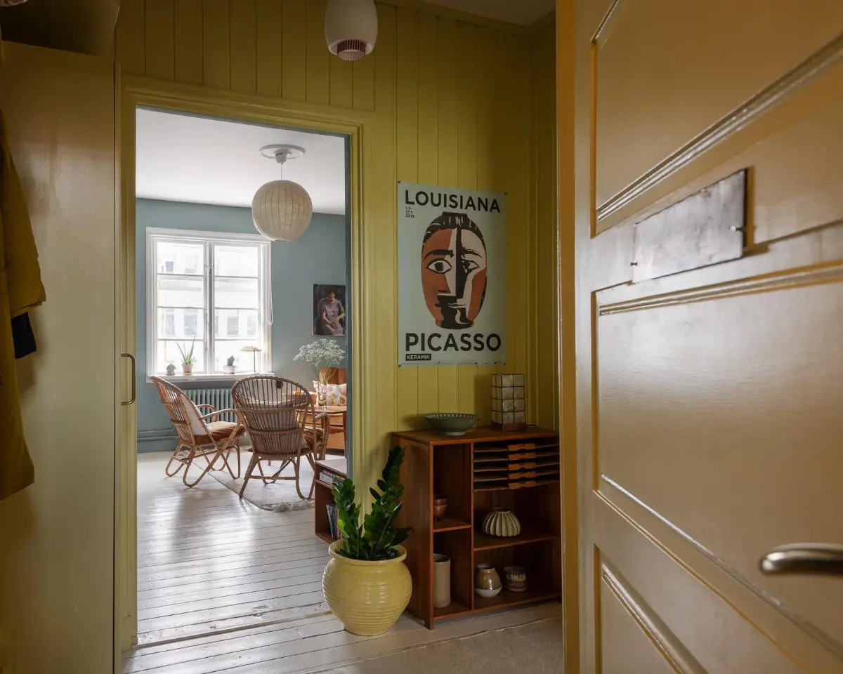 yellow hall Historic Character and Color in a Swedish Studio Apartment