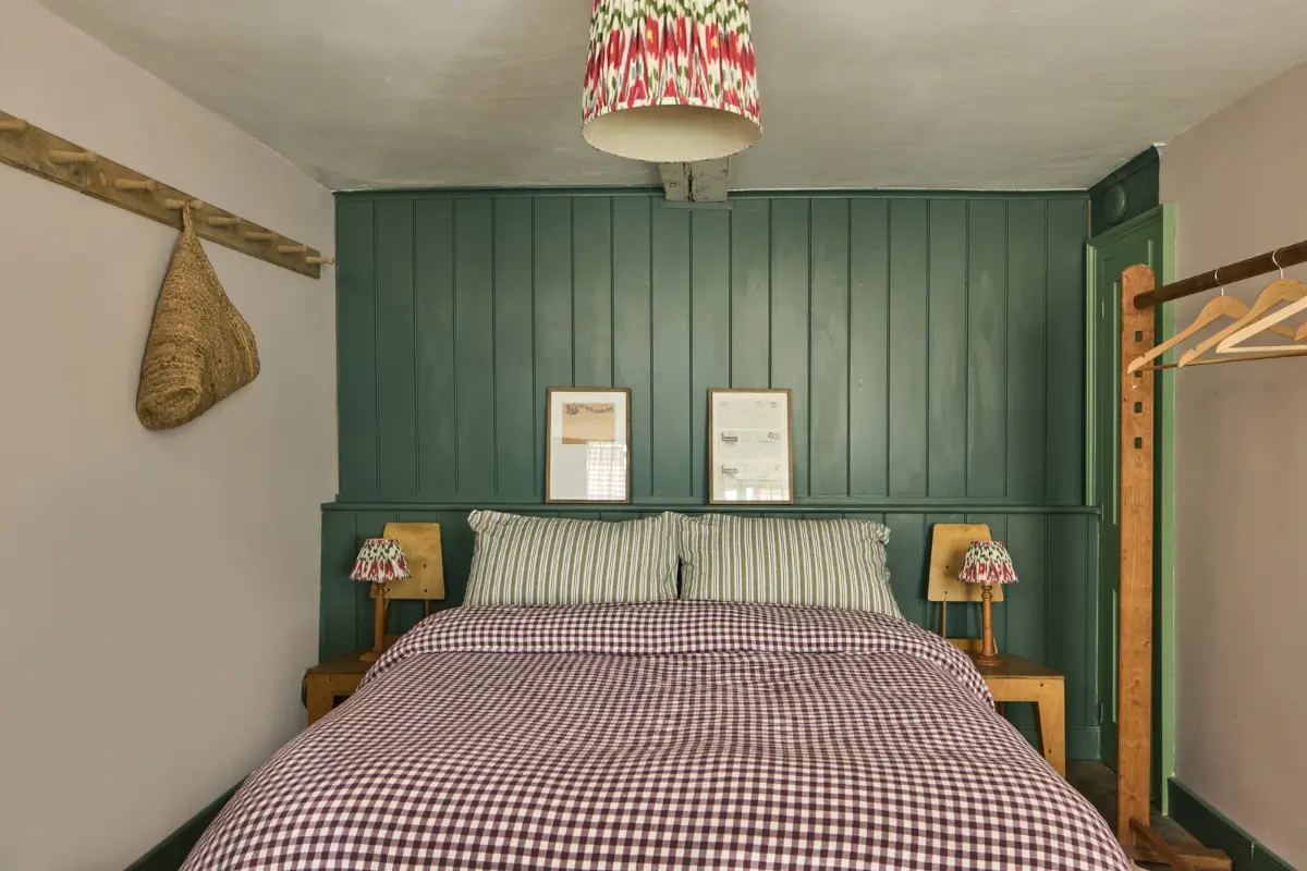 A deVOL Kitchen in a Beautiful Restored Georgian Townhouse in London 31 basement bedroom green paneled wall