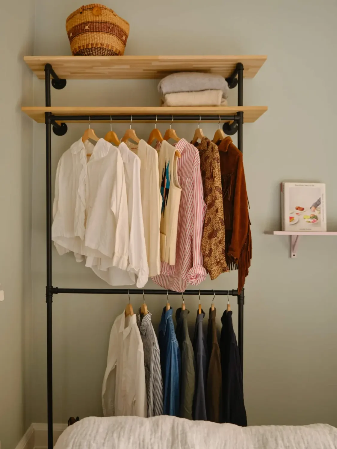 Green and Apricot Rooms in a Charming Stockholm Apartment 24 bedroom clothing rack