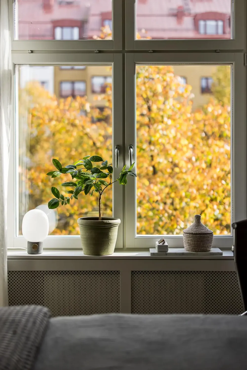 A Classic Renovated Apartment with a Social Light Green Kitchen 17 bedroom window