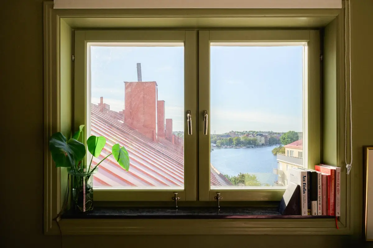 A Colorful Stockholm Family Apartment with Views of the Lake 26 bedroom window view
