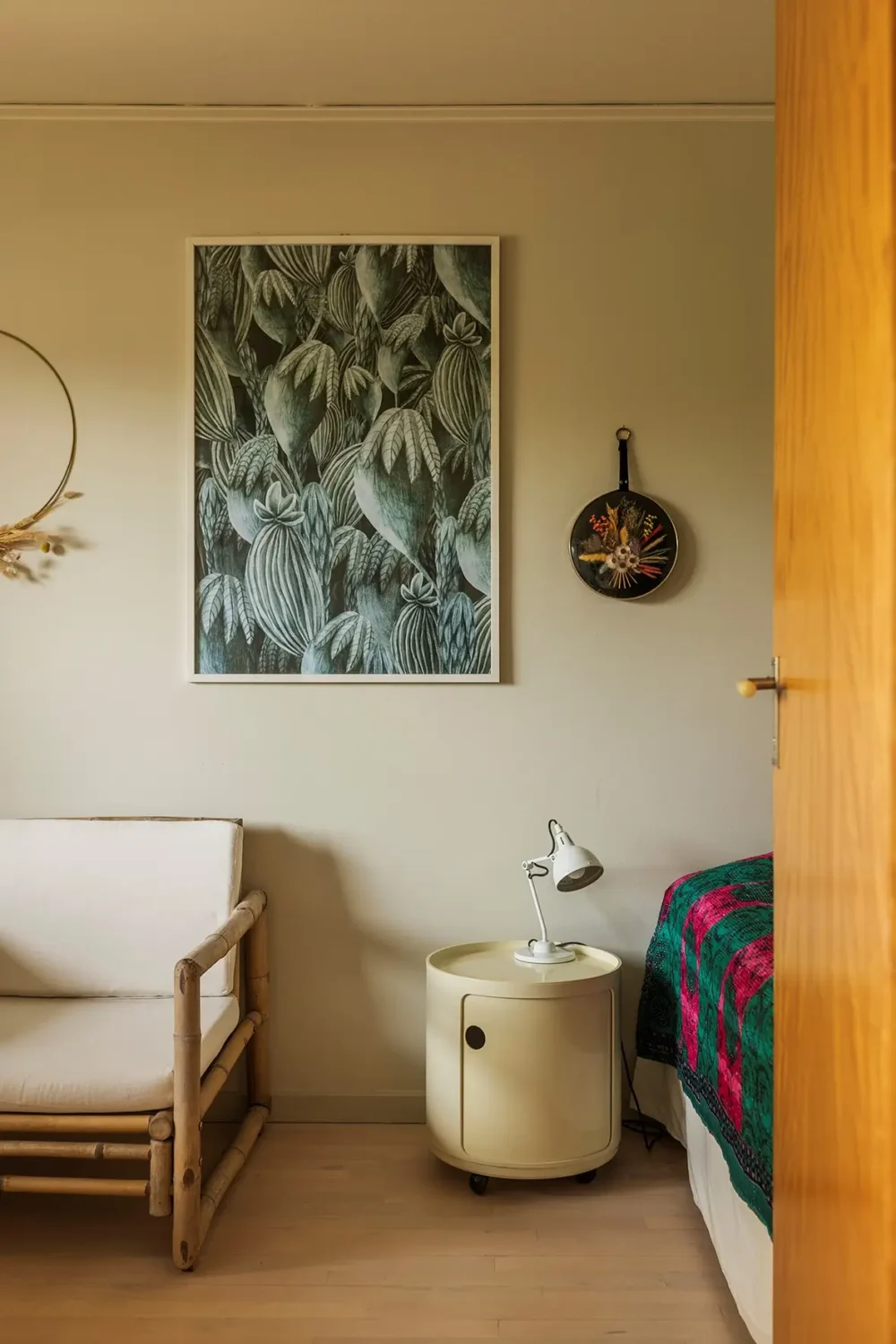 A Charming 1960s Family Home in Stockholm 19 bedroom with bench