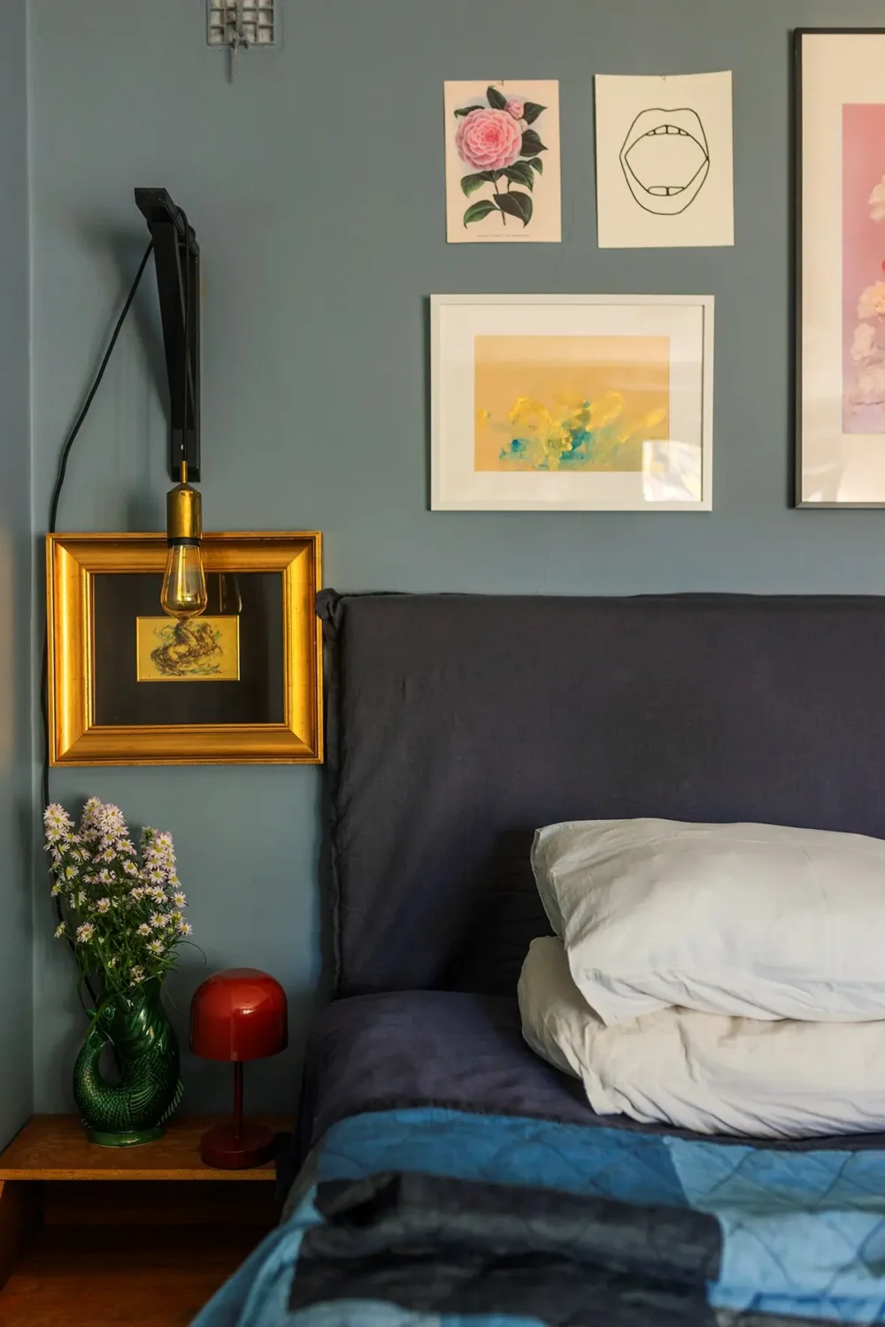 A Charming 1960s Family Home in Stockholm 25 blue bedroom detail