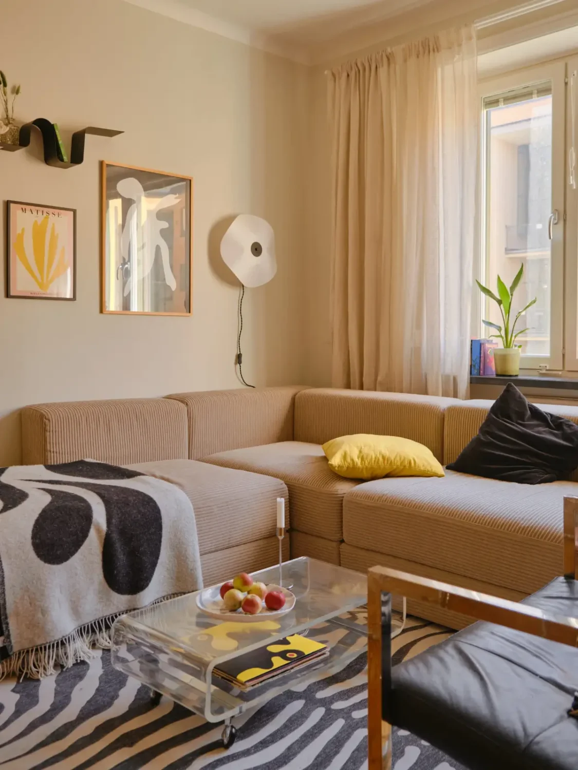 A Light 1930s Apartment with a Bubblegum Pink Bedroom 3 corner sofa