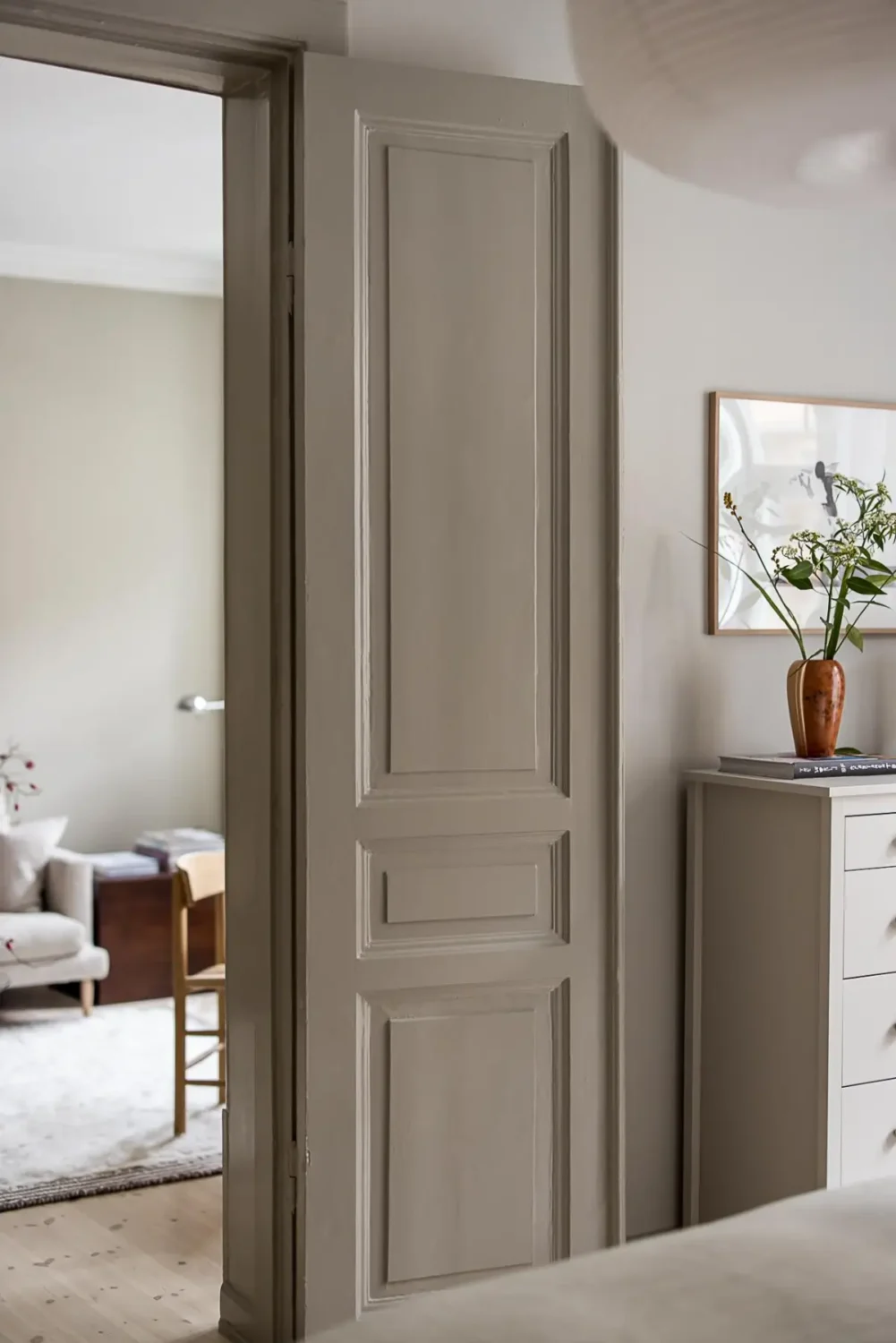 Gray Tones, Wallpapers, and a Mint Green Fireplace in a Swedish Apartment 21 c