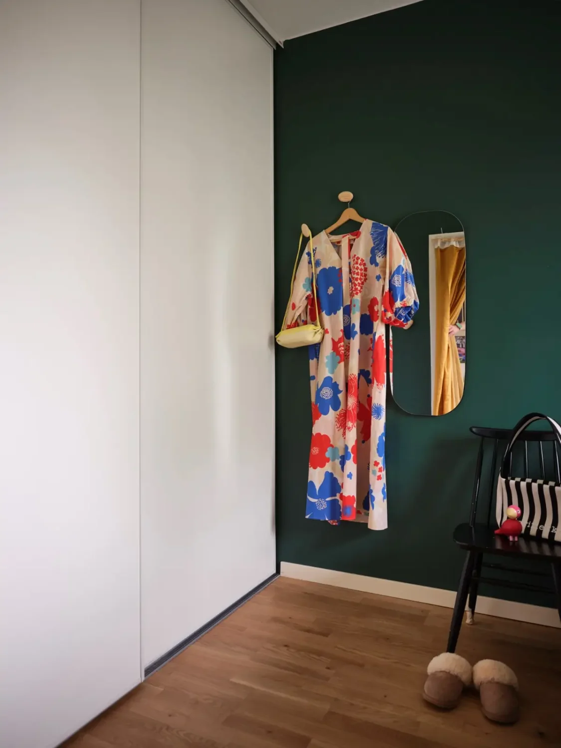 A Natural Color Palette in a Swedish 1940s Apartment 10 green bedroom wardrobes with sliding doors