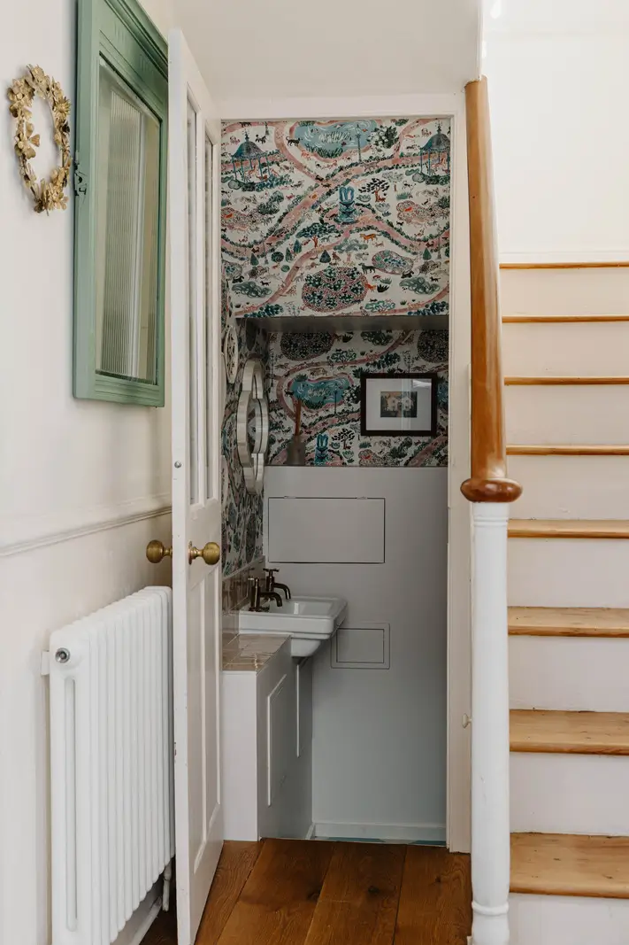 Cozy Interiors in a Restored 19th Century Family Home in Tunbridge Wells 16 guest toilet under stairs