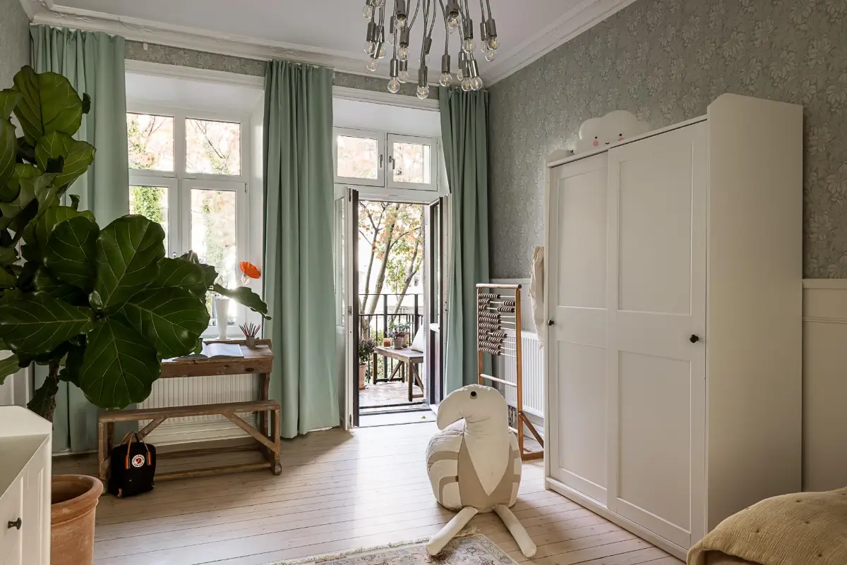 Warm Neutral Tones and Period Features in a Swedish Apartment 22 kids bedroom wallpaper
