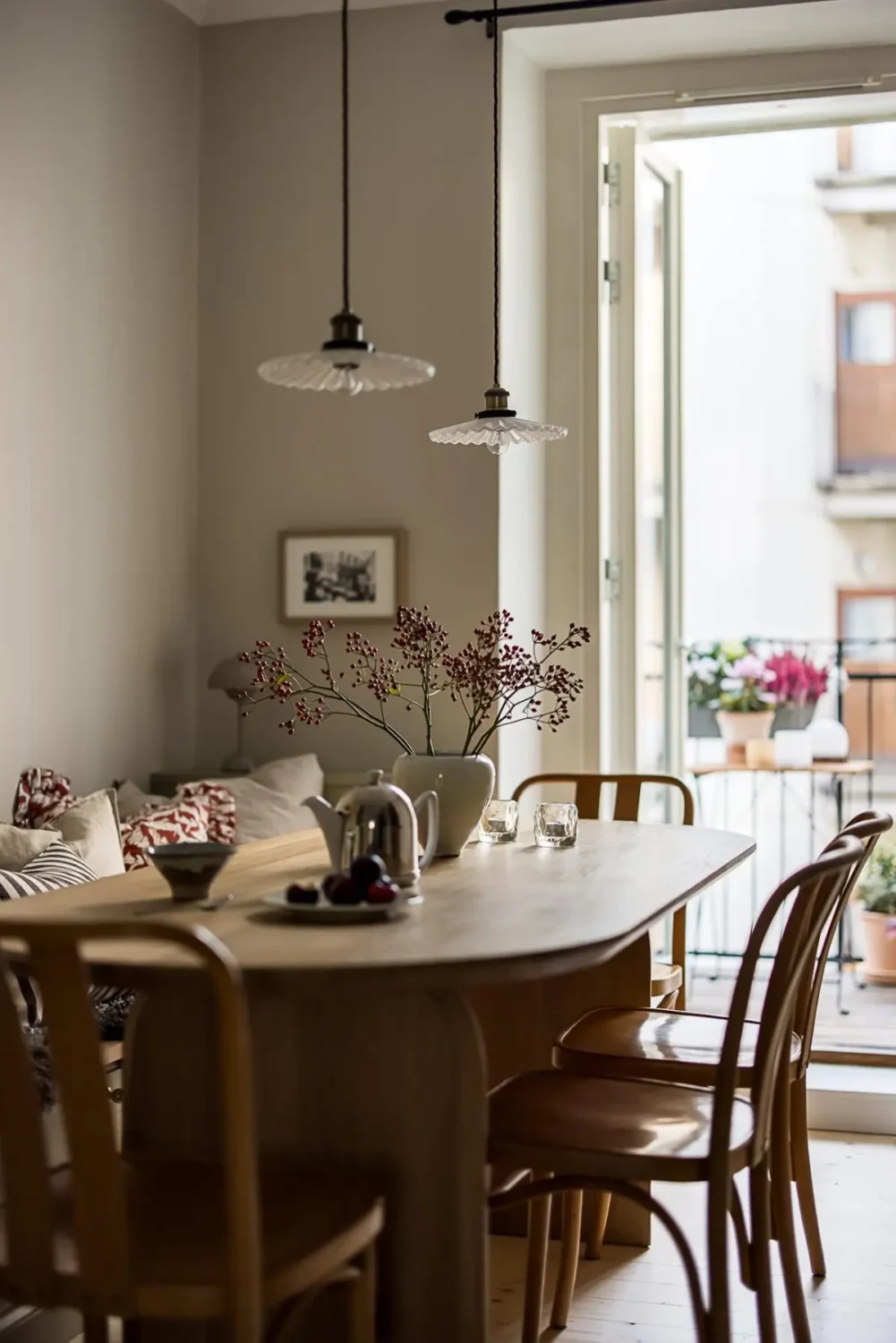 A Classic Renovated Apartment with a Social Light Green Kitchen 30 kitchen table