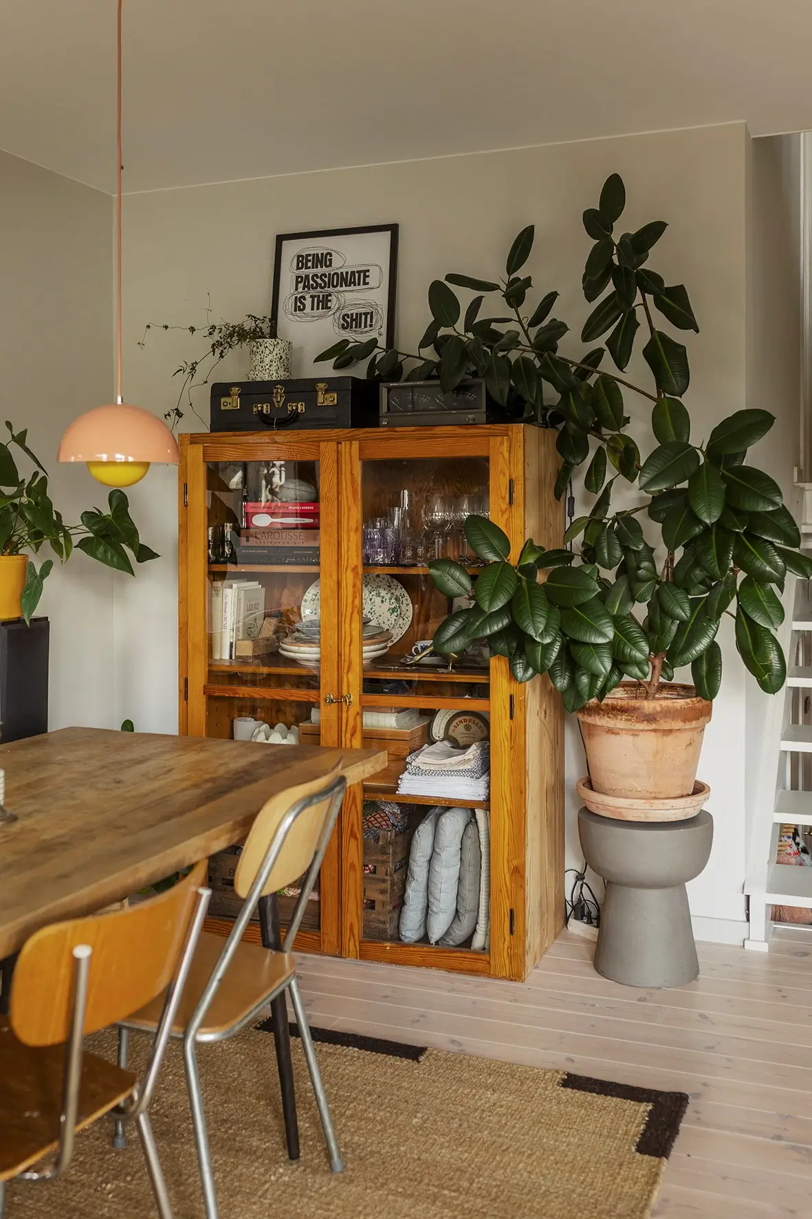 kitchen table glass cabinet