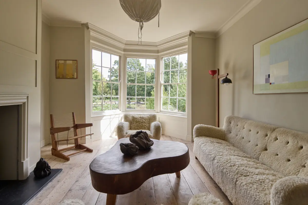 A deVOL Kitchen in a Beautiful Restored Georgian Townhouse in London 13 light living room teddy sofa large bay window