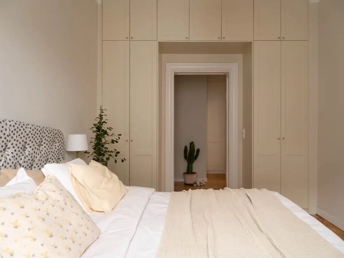 A Light and Spacious Corner Apartment in a 19th-Century Building 25 neutral colored bedroom wardrobes around door