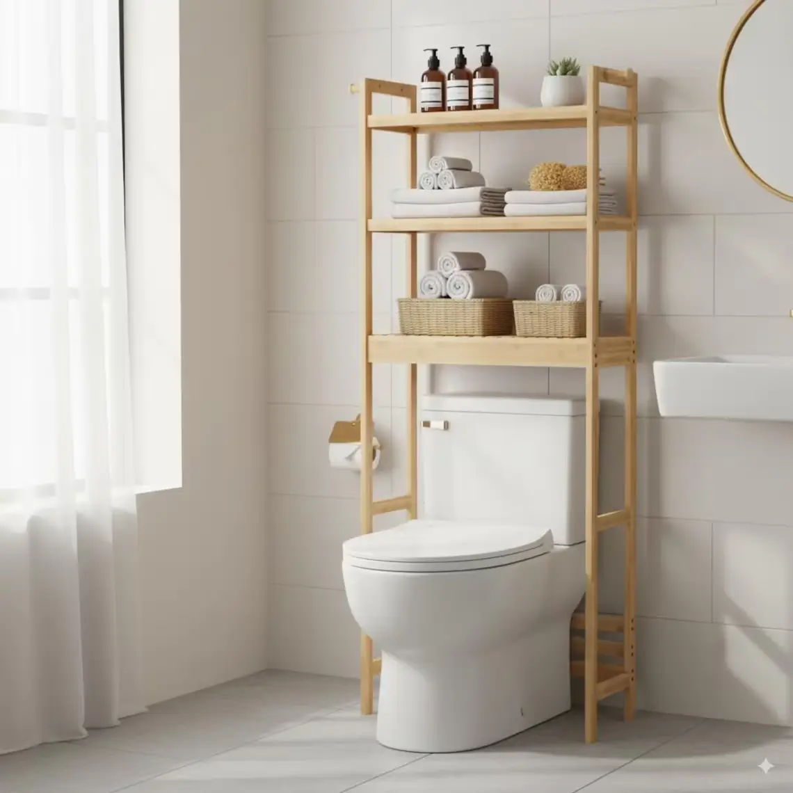 30 Smart Storage Etsy Finds to Transform Your Small Bathroom 1 over-toilet-bamboo-bathroom-storage-shelves-etsy-finds-small-bathrooms-nordroom