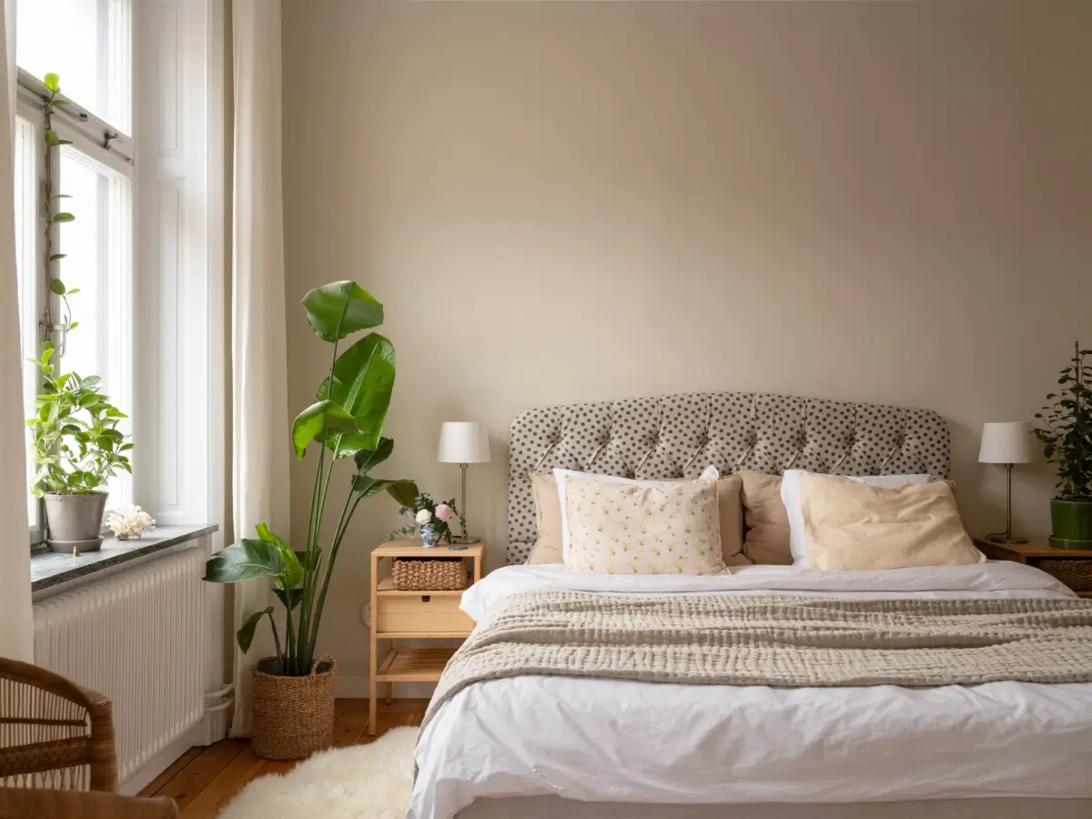 A Light and Spacious Corner Apartment in a 19th-Century Building 18 polkadot headboard