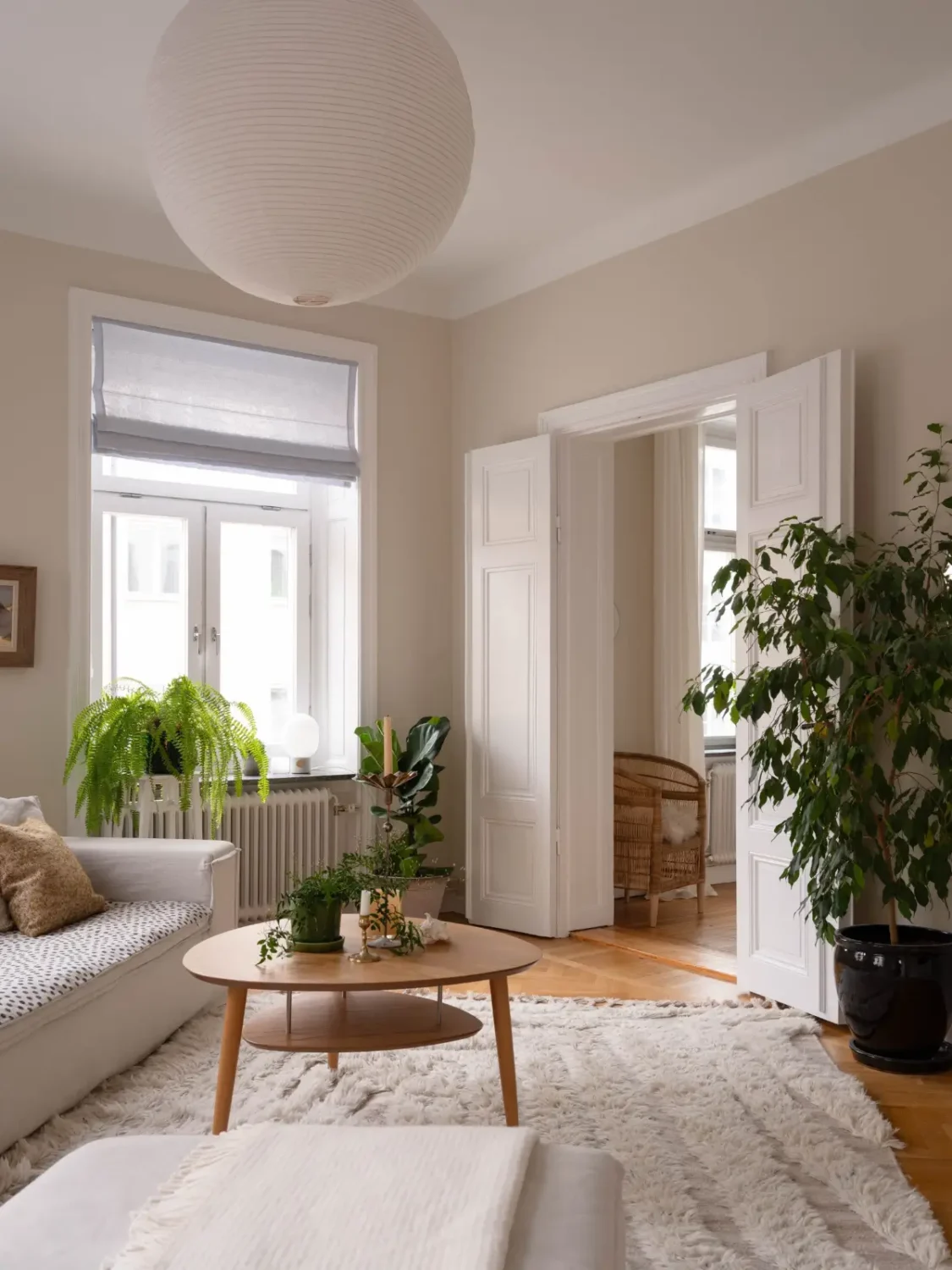 A Light and Spacious Corner Apartment in a 19th-Century Building 2 serene living room double doors