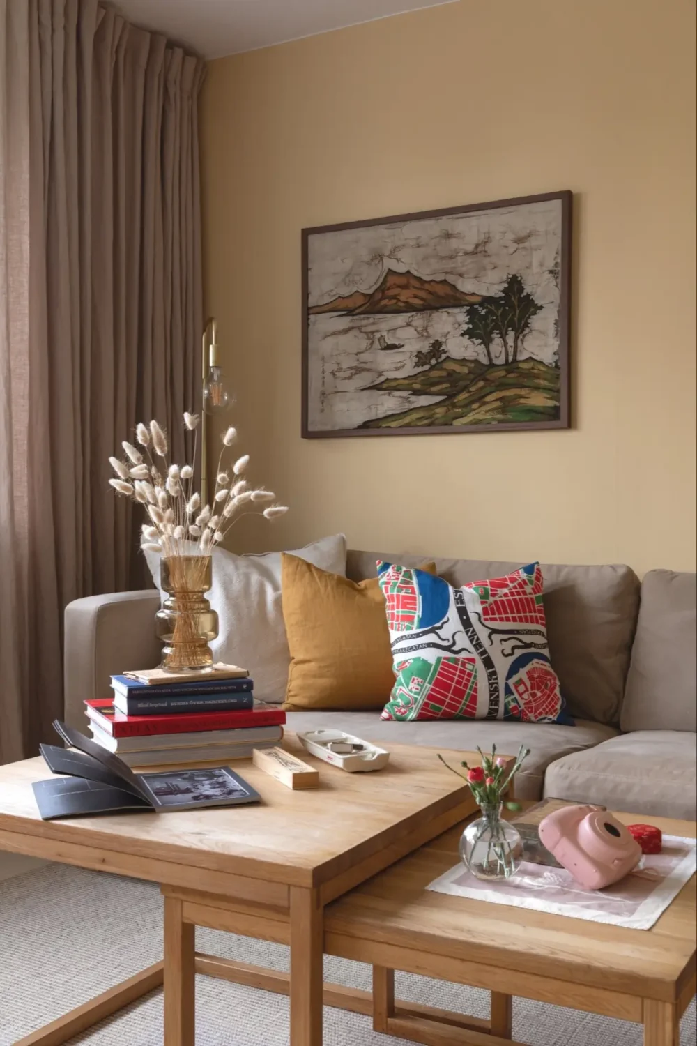 A Well-Preserved 1950s Apartment North of Stockholm 3 sitting room yellow wall