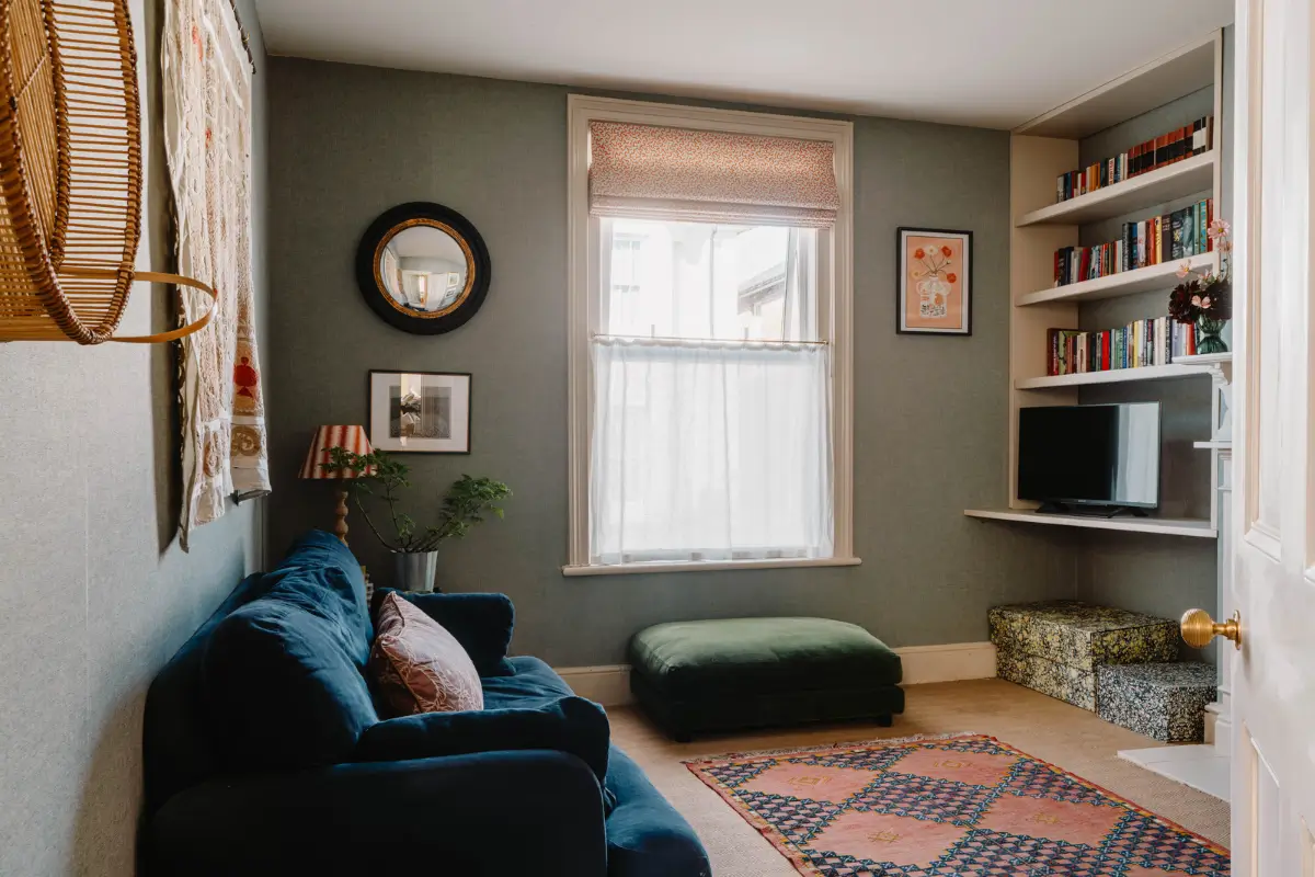 Cozy Interiors in a Restored 19th Century Family Home in Tunbridge Wells 13 small living room built-in shelves