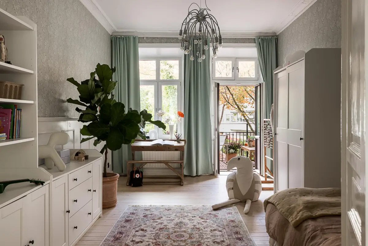 Warm Neutral Tones and Period Features in a Swedish Apartment 24 spacious kids bedroom
