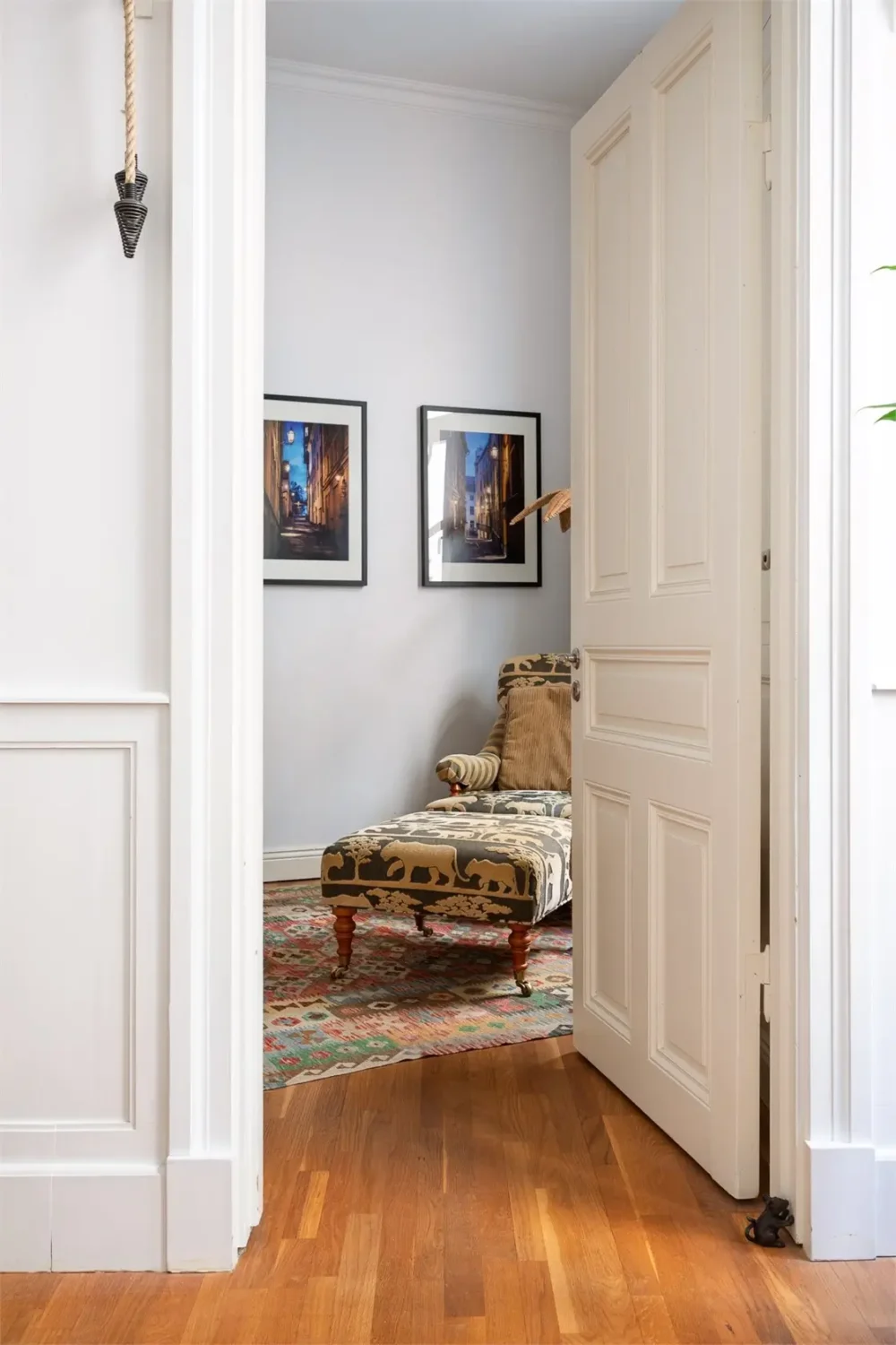 A Light-Filled Stockholm Apartment with a Charming Kitchen 17 view into home office