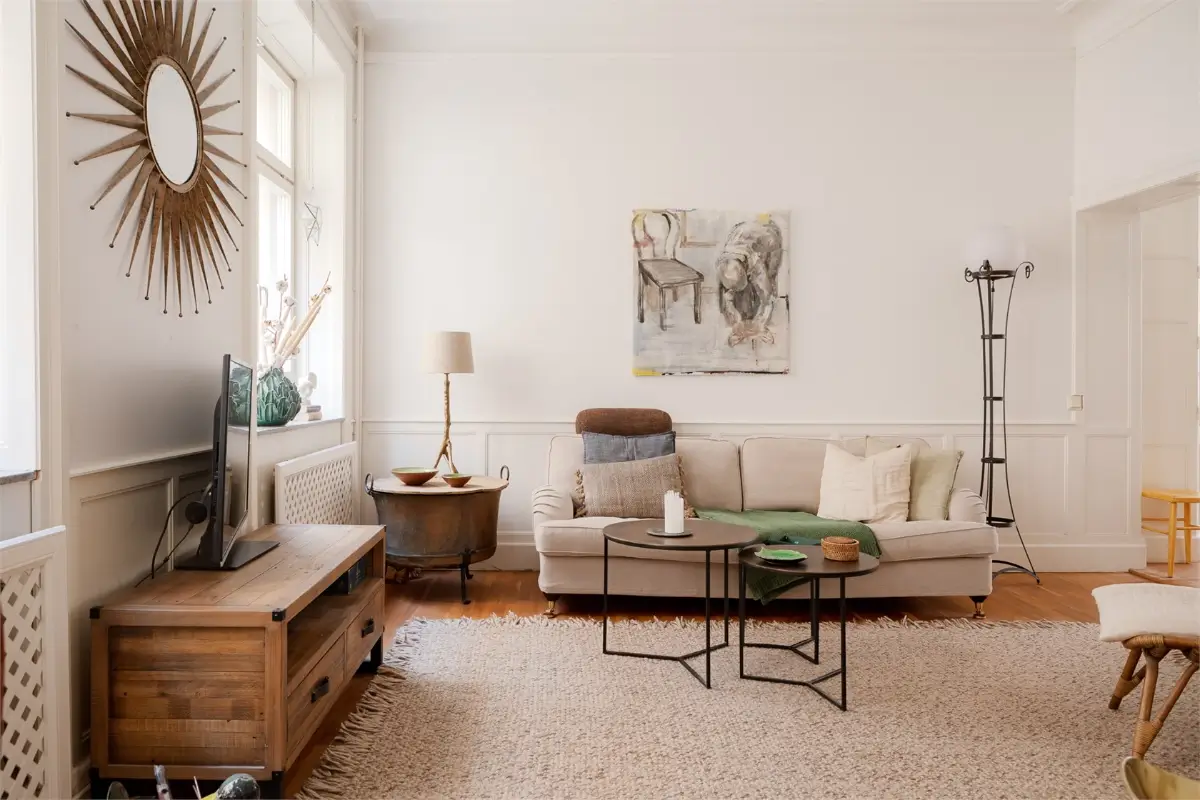 A Light-Filled Stockholm Apartment with a Charming Kitchen 11 white living room
